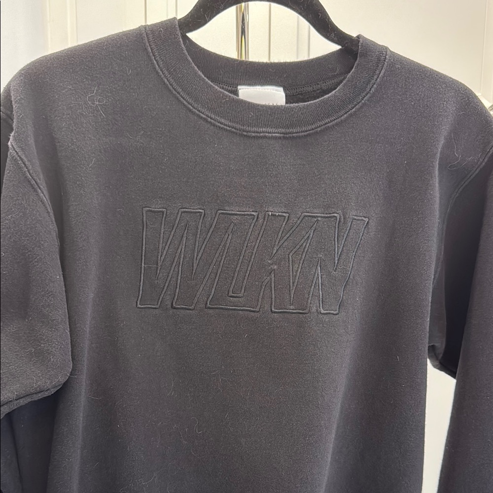 WLKN Black Crewneck Sweater with Textural Design